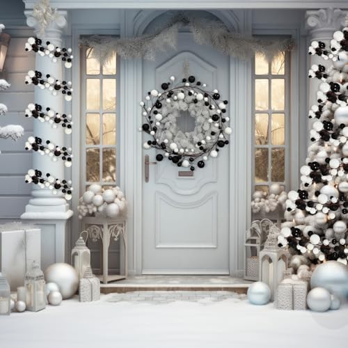 2 Pcs 6 ft Christmas Ball Ornament Garland, Black, White