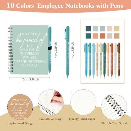 Honoson 50 Sets/100 Pcs Employee Notebook Pen Gifts, Novel Color