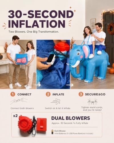 2-Person Inflatable Elephant Costume for Couples & Adults, Halloween