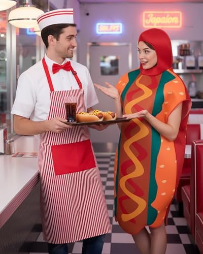 SATINIOR 5 Pcs Halloween Hot Dog Costume Popcorn Waiter Outfit Hat