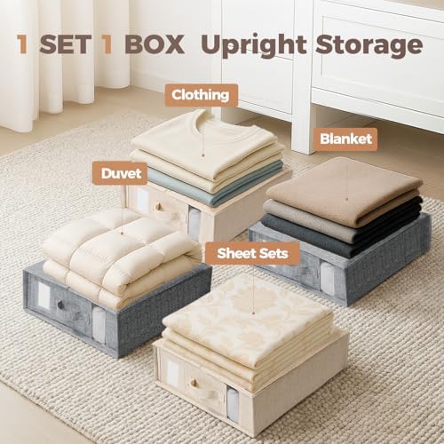 Sheet Organizers and Storage for Linen Closet, 8Pack Beige