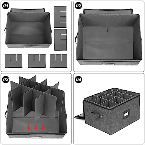 Mayniu Stemware Storage Cases, Wine Glass Storage Box with Dividers