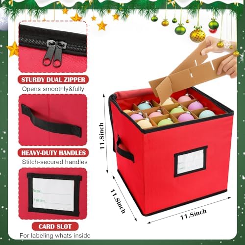 SATINIOR 6 Pcs Christmas Tree Storage Bag Set, Ornament Box, Red, 5 ft