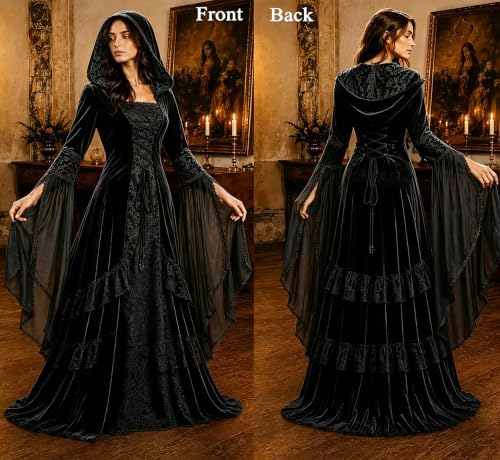 Women Deluxe Witch Dress Renaissance Vampire Halloween Costume