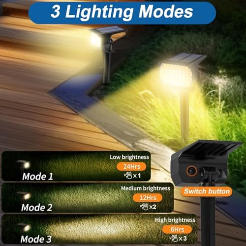 WENATY Solar Spot Lights Outdoor Waterproof Spotlight, 2 Pack, Warm White