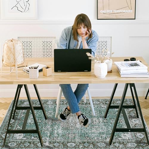 Office Chair Mat for Hardwood Floor, 48"x36" Easy Glide Computer Desk Mat Protector for Rolling Chair Under Desk Rug Nonslip Backing, Machine Wash (Modern)