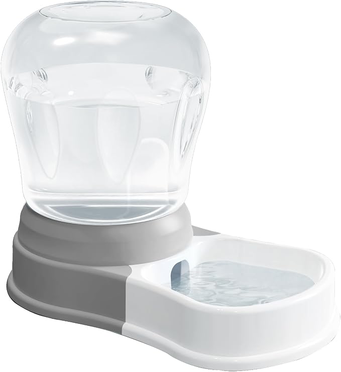 STALTWO 1 Gallon Automatic Gravity Dog Water Dispenser, BPA-Free, Grey | Pet Water Dispenser, Large Capacity Water Feeder for Cats and Dogs, Refill Less Often