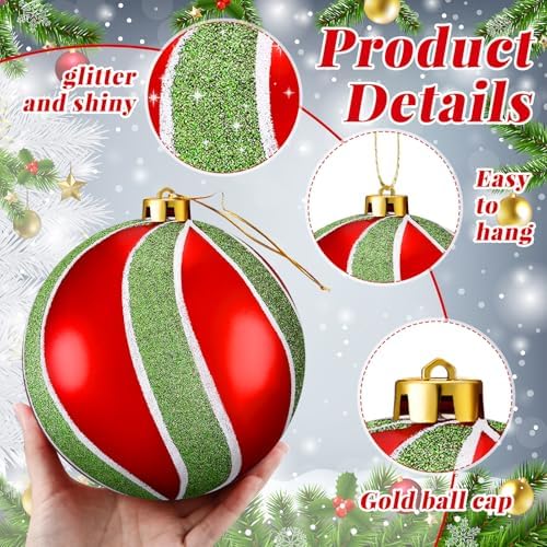 RoundFunny 8 Pcs 6 Inch Classic Christmas Ball Ornaments, Lime Green