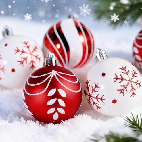 SHareconn 30ct 2.36 Inch Christmas Tree Balls Ornaments,Red and Green White