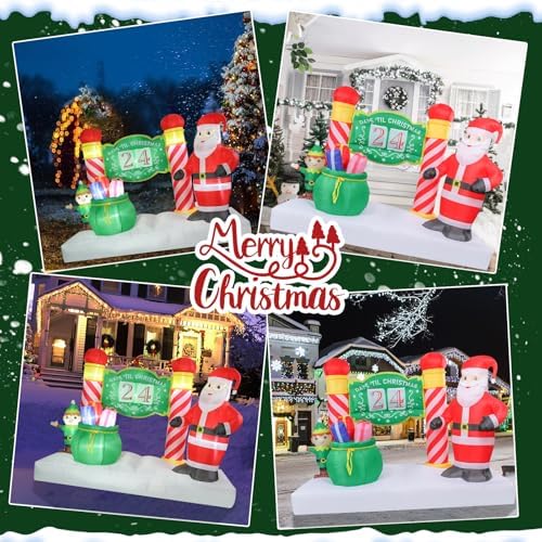 6.89 FT Christmas Outdoor Inflatable Santa Claus Calendar Countdown Decor