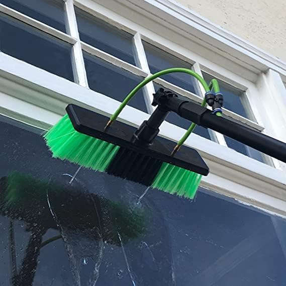 30 Feet Reach Solar Panel Cleaning Brush & Pole Water Fed Pole Kit, Window Cleaner Window Glass Solar Panel Cleaning System Washing Equipment Tool Solution Scrubber Brush & Hose Spray Washer