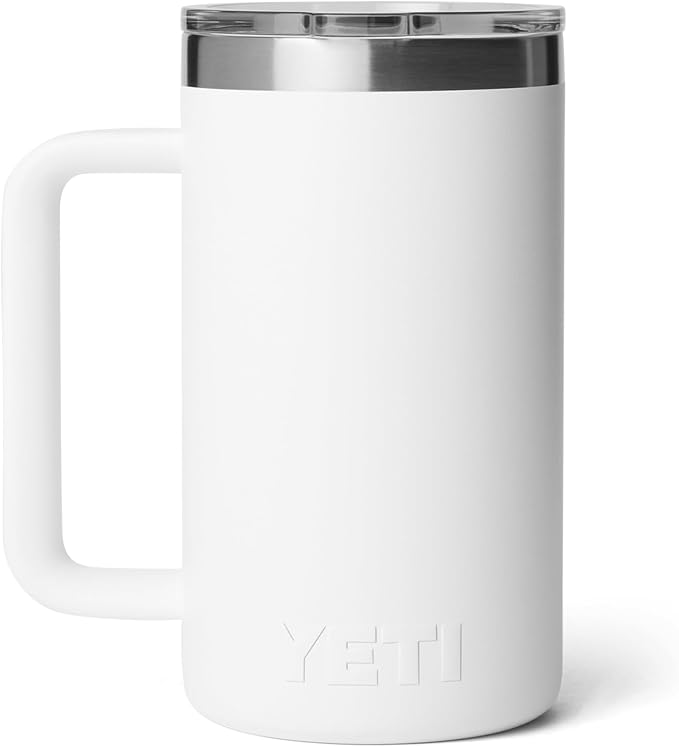YETI Rambler 24 oz Ceramic Lined Stackable Mug 2.0, Vacuum Insulated, Stainless Steel with MagSlider Lid, White