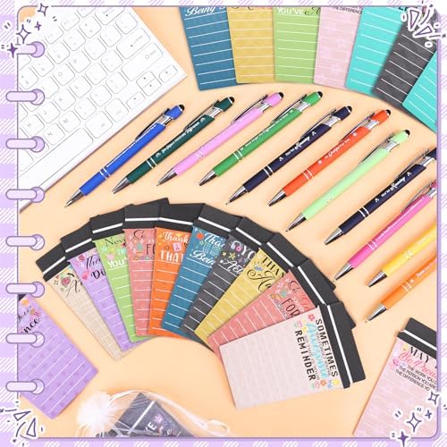 96 Set Employee Appreciation Gifts Bulk Team - 96Pack Coffee Cup Notepad+96 Ballpoint Pens+ 96 Drawstring Gift Bags, Bulk Gifts for Coworkers/Staffs/Teachers/Christmas