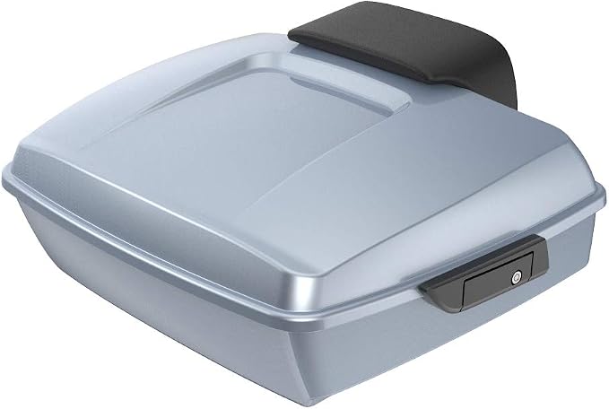 Advanblack Road Glide Tour Trunk Pack Barracuda Silver Chopped Tour Trunk Pack Backrest Pad for '97-'25 Harley Touring Road King Street Glide Electra Glide CVO models