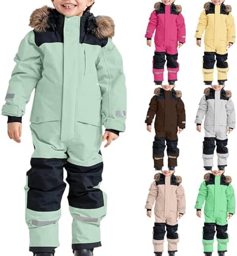 YRAETENM Snow Suit for Kids Boys Girls One Piece Snowsuit Girls and Boys Waterproof Insulated Winter Jumpsuit Coveralls