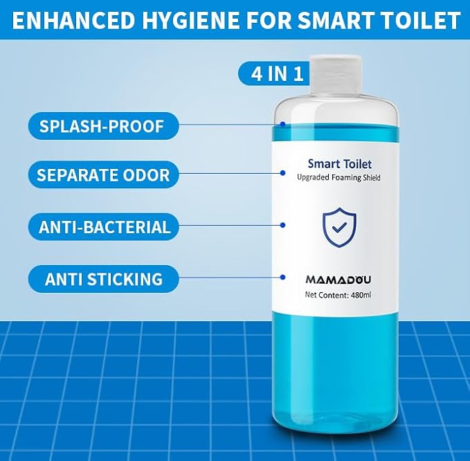 MAMADOU Foam Shield Liquid For Smart Toilet 480ml 2Pack Splash Proof Deodorizing Foaming Agent Powerful Stain-Resistant Special Toilet Bowl Cleaner For Fresh Bathroom
