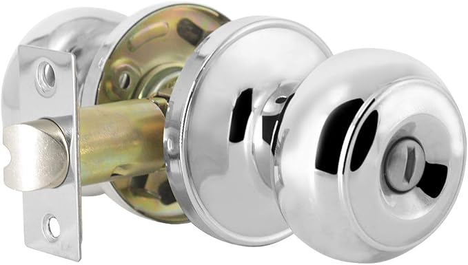 Probrico Privacy Bed/Bath Knobs in Polished Chrome, Interior Door Locks for Bedroom Bathroom, 6 Pack