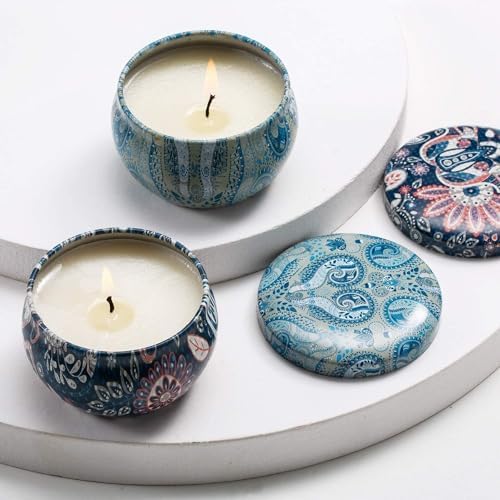 Howemon Scented Candles Gift Set, Natural Soy Wax Portable Travel Tin with Strongly Fragrance Essential Oils for Stress Relief and Aromatherapy - 16 Pack