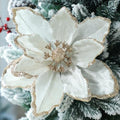 Thiccywoov 8 Pack Large 12'' Christmas Velvet Magnolia Flowers, White