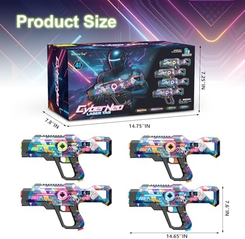 Rechargeable Laser Tag Guns Set of 4, Lazer Tag Game for Kids Teens & Adults, Boys & Girls Outdoor Teenage Group Activities, Cool Toys for Teenage Ages 8 9 10 11 12+