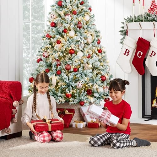 Best Choice Products Pre-Lit Sage Green Christmas Tree, 4.5ft Artificial Flocked Full Fir Tree, Holiday Decoration w/ 200 Lights, 400 Branch Tips