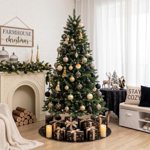 DecorbyHannah 60ct Black Gold Christmas Ornaments Set for Tree Decorations