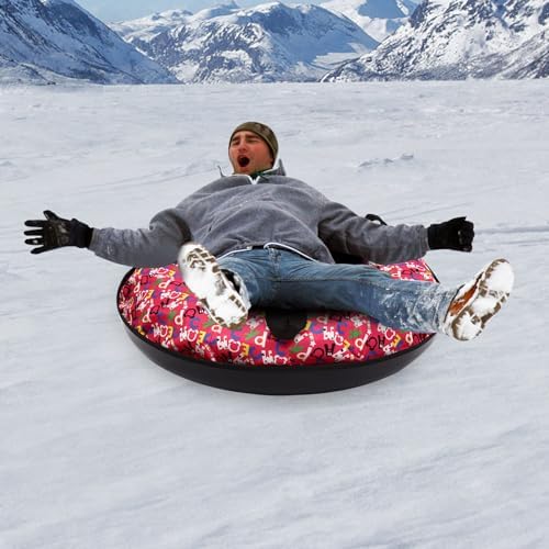 Snow Tube Heavy Duty Inflatable Sledding Tube High Speed Snow Tube Sled Towable Sledding Tube Oxford Cloth Snow Tube for Adults & Kids