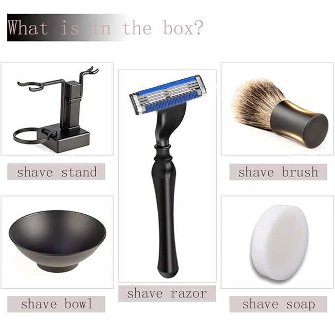 Grandslam Shaving Kit for Men, Safety Razor, Shaving Brush，Soap Cream and Stand, Stainless Steel Bowl Kit Gift Set
