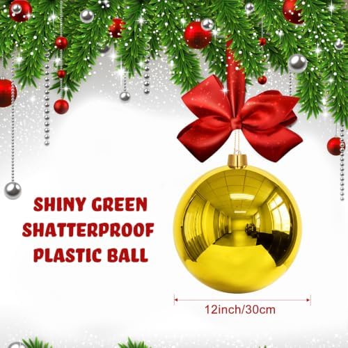 Jerify 2 Pcs 12" Large Christmas Ball Ornaments,Gold