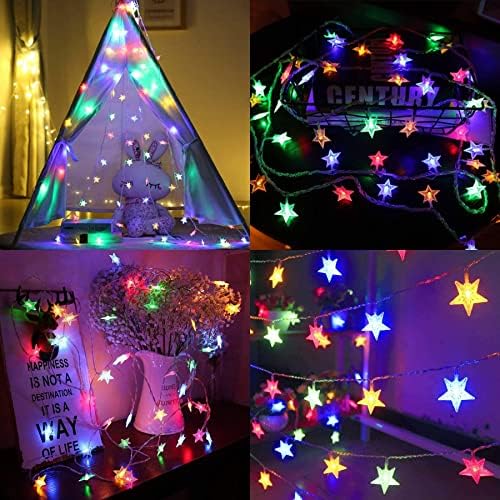Minetom Star String Lights for Bedroom - 33 ft Plug-in Color Changing Star String Lights with Remote and Timer for Bedroom Tent Loft Bed Window Backyard Patio Porch Balcony Party Wedding, RGB