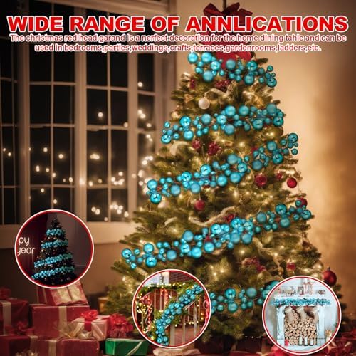 2 Pcs 6 ft Christmas Ball Ornament Garland, Lake Blue
