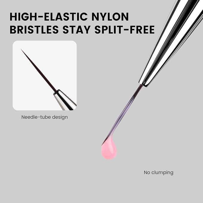 YOKEFELLOW EliteAlly Nail Art Brushes,12mm Slim Nail Art Liner Brush for Long Lines Nail Art Painting Manicure Design Professional Nail Art Tool(EA06 LINER-L)