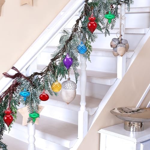 Hungdao 14pcs Vintage Christmas Ornaments Retro Glass Balls, Multicolor