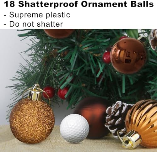 Bronze 2.5" Christmas Balls Christmas Tree Decoration Ornaments Shatterproof Hanging Balls for Birthday Halloween Holiday Wedding Decorations Set of 18pcs