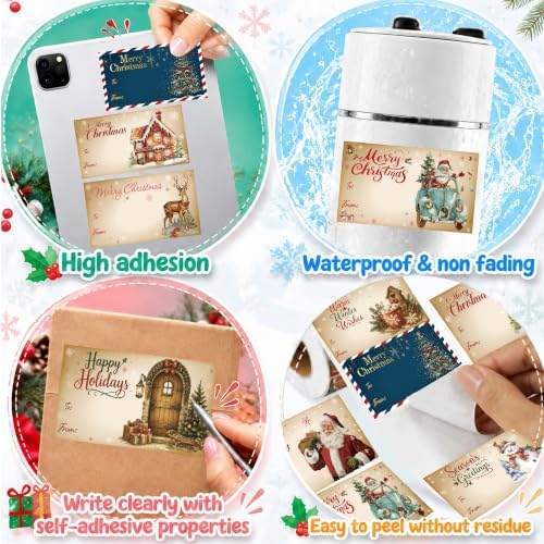 Christmas Gift Tags - 500 PCS Gift Tags Stickers for Christmas Presents