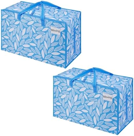 VENO 2 Pack Extra Large Heavy Duty Moving Bags with Wide Opening & Reinforced Handles, Reusable Storage Tote Bags with Strong Zippers for Clothes, College Dorm Essentials & Moving Supplies