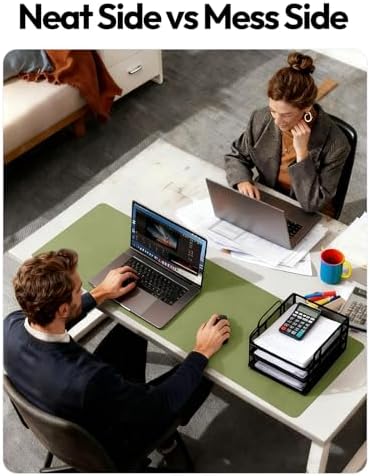 YSAGi Leather Desk Pad Protector, Office Desk Mat, Large Mouse Pad, Non-Slip PU Leather Desk Blotter, Laptop Desk Pad, Waterproof Desk Writing Pad for Office and Home (Green,55" x 17.2")