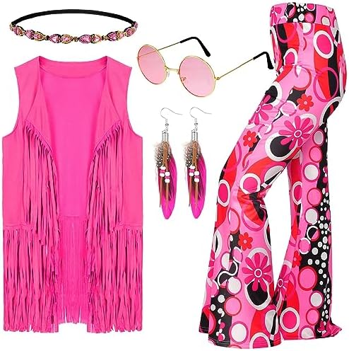 Leumoi 5 Pcs 60s 70s Costume for Women Disco Outfits