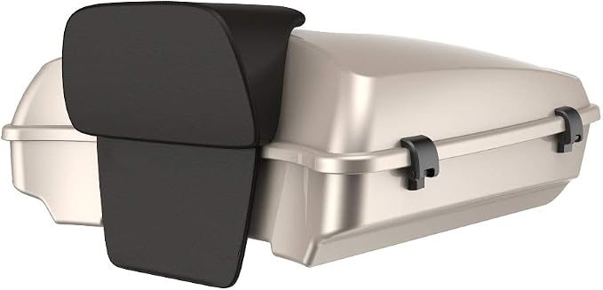 Advanblack Harley Tour Trunk Pack Silver Fortune Razor Tour Trunk Pack Black Latches with Backrest Pad Fits for Harley Touring Models Road King, Road Glide, Street Glide, Electra Glide, 2014-2024