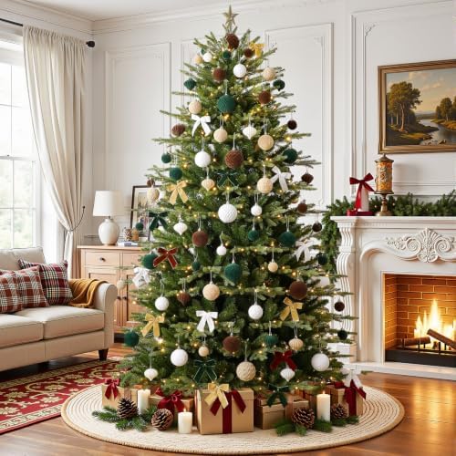 SHareconn 80pcs Velvet Christmas Tree Balls Ornaments Set Decorations Green
