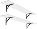 DINZI LVJ Long Wall Shelves, 47.3Inch Wall Mounted Shelves Set of 2, Extra Large Floating Storage Ledges with Sturdy Metal Brackets for Living Room, Bathroom, Bedroom, Kitchen, White