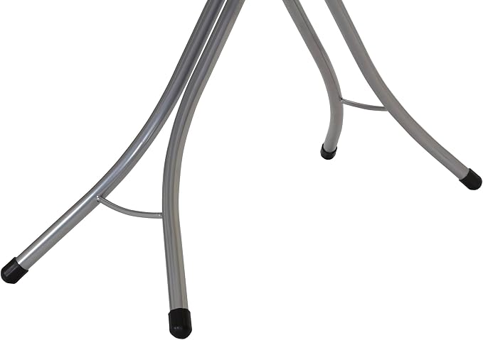 Household Essentials Wide Mega Ironing Board 4-Leg, Steel Top Pressing Station, Heat-Resistant Fiber Pad and Cotton Cover, Includes Sleeve Board and Iron Rest with Hanger Bar, Silver Frame