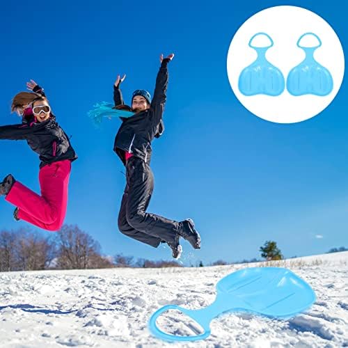 2Pcs Portable Plastic Snow Sleds for Boy Girl and Adults, Sand, Blue