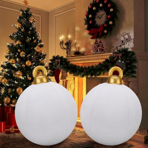 Jetec 3 Pcs 32 Inch Giant White Velvet Christmas Inflatable Balls