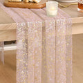 Artoid Mode 3PC Gold Gauze Pink Table Runner 120 Inch 10FT, Glitter Metallic Foil Sheer Dining Wedding Anniversary Holiday Birthday Table Decor for Home Party