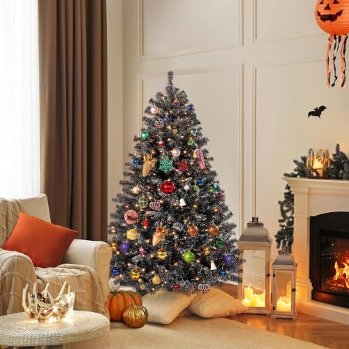 Yaheetech 4.5ft Pre-lit Christmas Tree with 150 Warm White Lights, Black