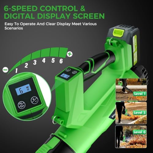 Cordless Leaf Blower with 2× 6.0Ah Batteries and Charger, 540CFM/170MPH Battery Powered Leaf Blower, 6 Speeds, Lightweight Electric Leaf Blowers for Lawn Care, Patio, Dust and Leaves Cleaning 2025