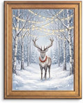 Framed Reindeer Canvas Art Gold Frame Winter Landscape Inch 24x36