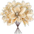 Thiccywoov 8 Pack Large 12'' Christmas Velvet Magnolia Flowers, Champagne