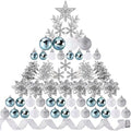 Sratte 94 Pcs Christmas Tree Ornaments Decoration Set, Blue, White, Silver